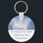 Angel in the Clouds, Encouragement, Scripture Silv Key Ring<br><div class="desc">Luke 4:10 Angels shall watch over thee,  you,  Encouragement,  scripture. Great Christmas gift for son,  daughter,  mother,  father,  sister,  brother or anyone leaving</div>
