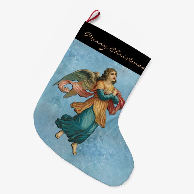 Angel In The Clouds Large Christmas Stocking (Front (Hanging))