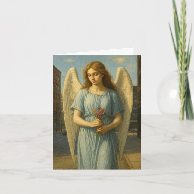 Angel in urban setting Xmas card  (Front)