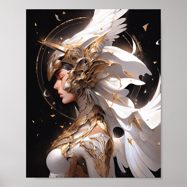 Angel In White Armour Fantasy Art Poster (Front)