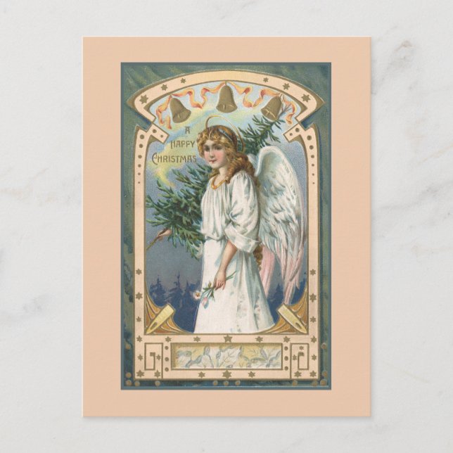 Angel in White With Teal and Gold Postcard (Front)