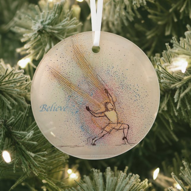 Angel Inspiration - Round Glass Inspirational  Tree Decoration (Insitu)