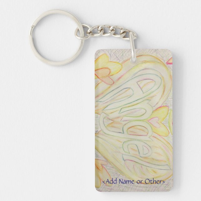 Angel Inspirational Word Keychain - Custom Text (Front)