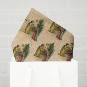  Angel & Jesus Christian Antique Christmas Girl Tissue Paper