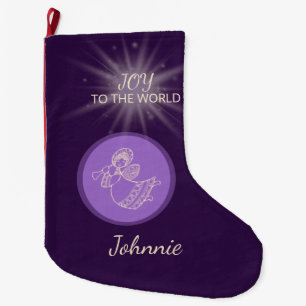 Angel Joy to the World Large Christmas Stocking