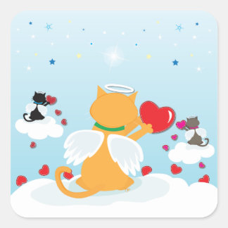 Angel Kitties Daylight - With Love from Heaven Square Sticker