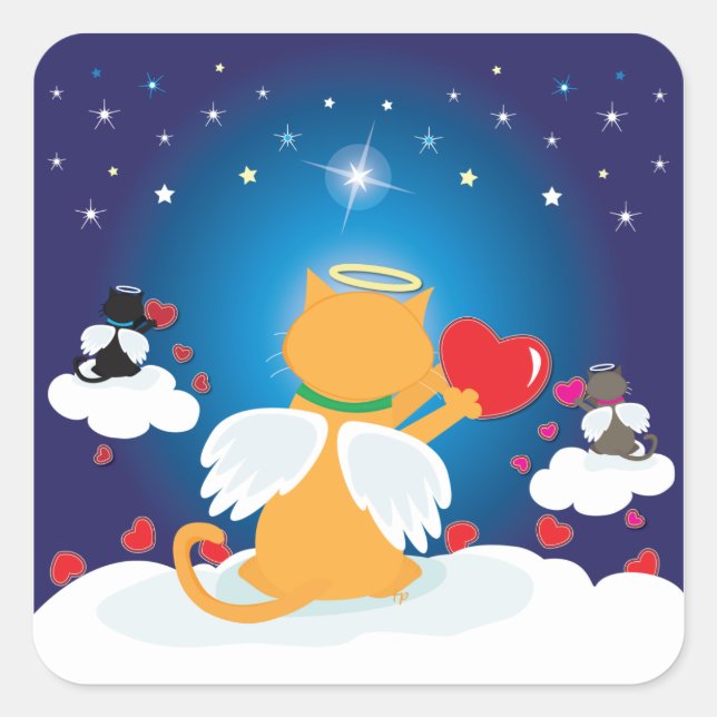Angel Kitties - With Love from Heaven Square Sticker (Front)