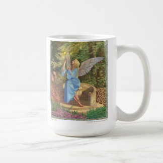 "Angel Light" White ceramic coffee mug