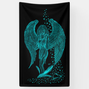 Angel lost in Love , black and green Design Banner