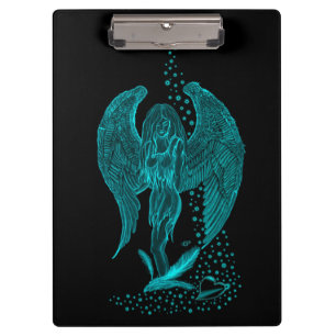 Angel lost in Love , black and green Design Clipboard