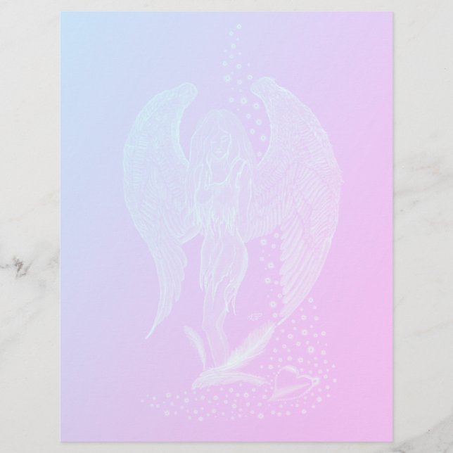 Angel lost in Love , black and green Design Custom Letterhead (Front)