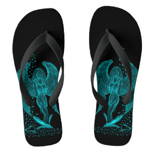 Angel lost in Love , black and green Design Jandals