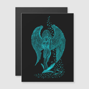 Angel lost in Love , black and green Design Magnetic Invitation