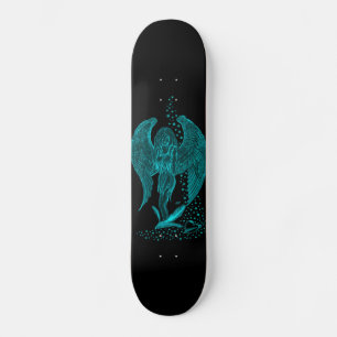 Angel lost in Love , black and green Design Skateboard