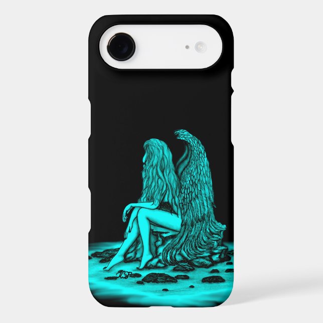 Angel , lost in thought , black and green Design (Back)