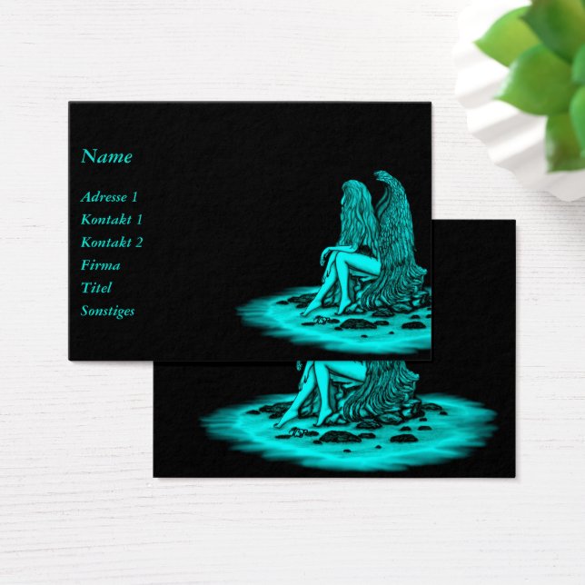 Angel , lost in thought , black and green Design (Desk)