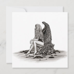 Angel , lost in thought , black and white Design