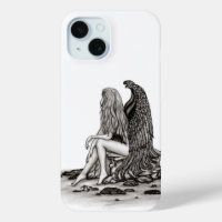Angel , lost in thought , black and white Design