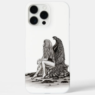 Angel , lost in thought , black and white Design iPhone 16 Pro Max Case