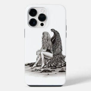 Angel , lost in thought , black and white Design iPhone 14 Pro Max Case