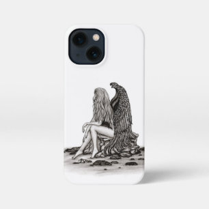 Angel , lost in thought , black and white Design iPhone 13 Mini Case