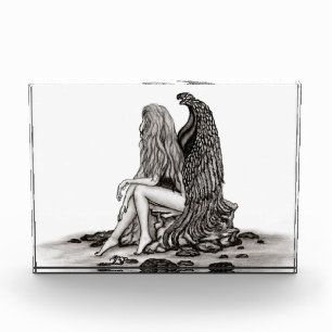 Angel , lost in thought , black and white Design Photo Block