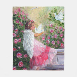 Angel Love Art by Kathy Manuel Fleece Blanket