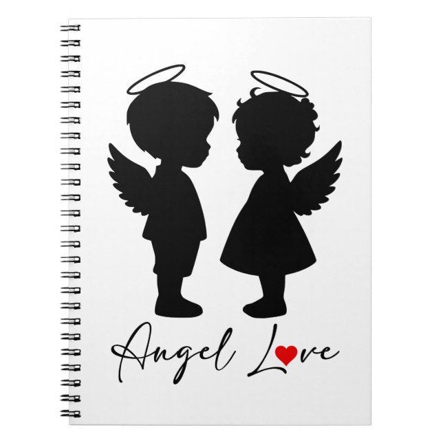 Angel Love – Cute Angel Couple Design Notebook (Front)