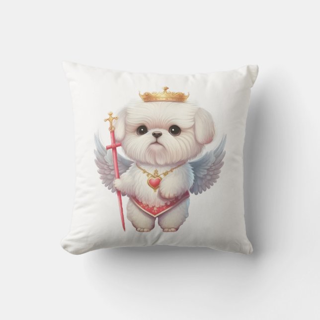 Angel Maltese Puppy, Maltes dog lovers and owners Cushion (Front)