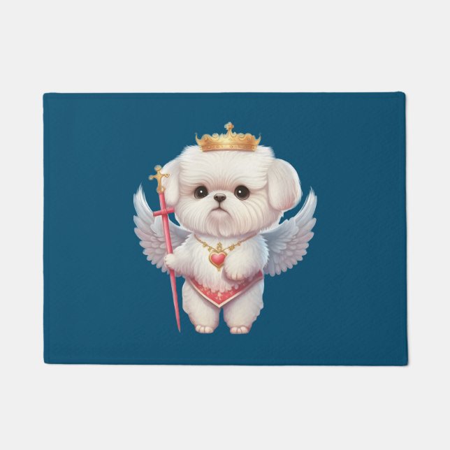Angel Maltese Puppy, Maltes dog lovers and owners Doormat (Front)