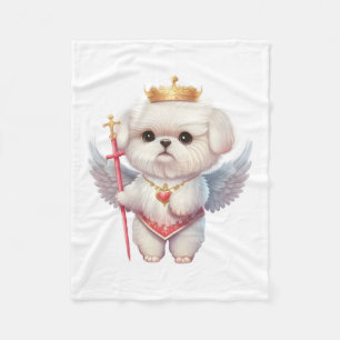 Angel Maltese Puppy, Maltes dog lovers and owners Fleece Blanket