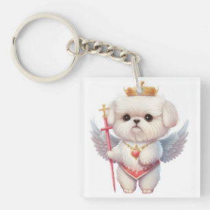 Angel Maltese Puppy, Maltes dog lovers and owners Key Ring