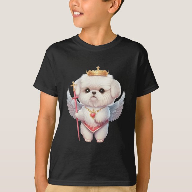 Angel Maltese Puppy, Maltes dog lovers and owners T-Shirt (Front)