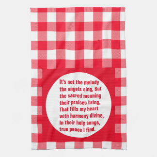 Angel Melody Poem On Red & White Plaid Tea Towel