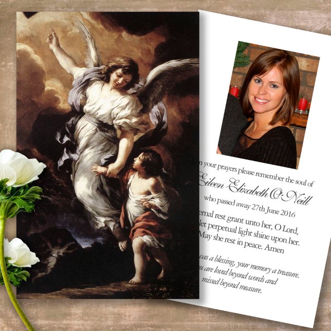 Angel Memorial Loss Funeral Prayer Sympathy Cards (Forever in our hearts, celebration of life, in loving memory of, prayer cards for bereavement)