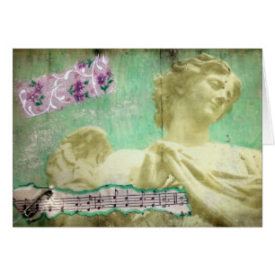 Angel Mixed Media Collage Light Green Background