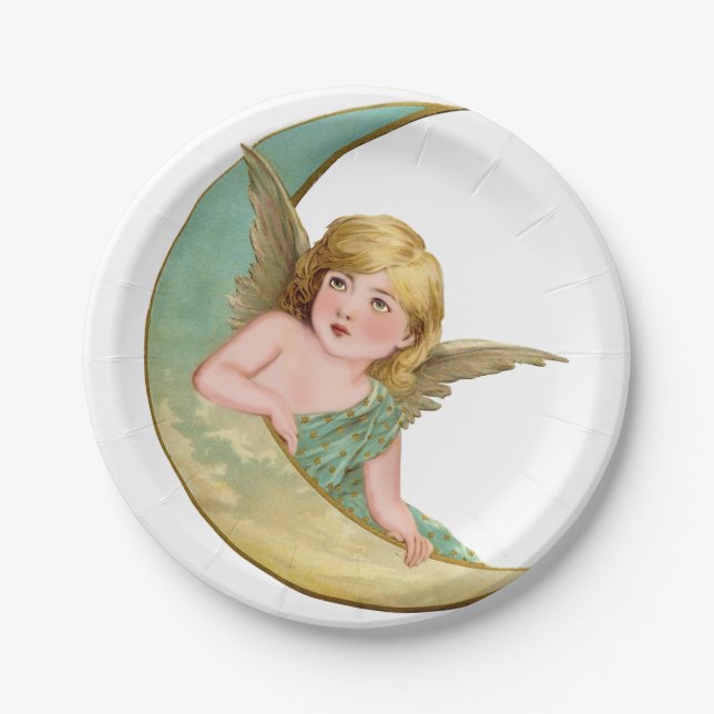 Angel Moon Painting Paper Plate (Front)