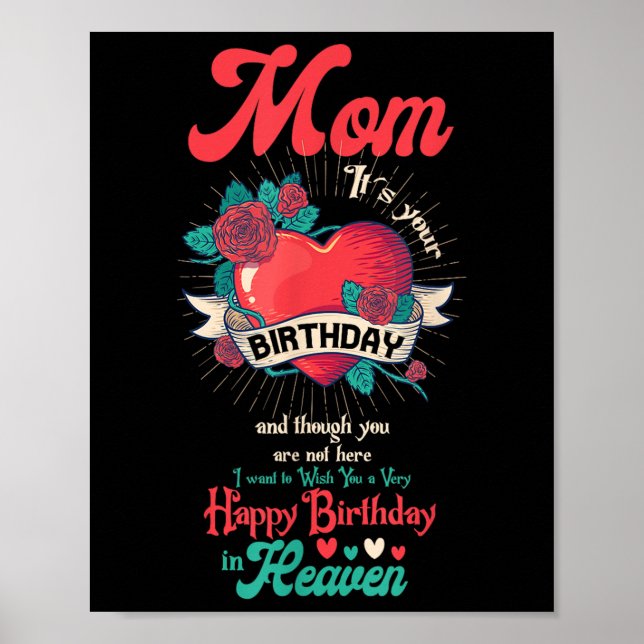 Angel Mum Happy Birthday In Heaven Memorial Day Lo Poster (Front)