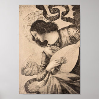 Angel Musician in Sepia Poster