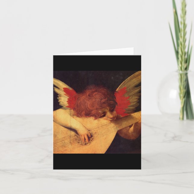 Angel Musician, Rosso Fiorentino Christian Card (Front)