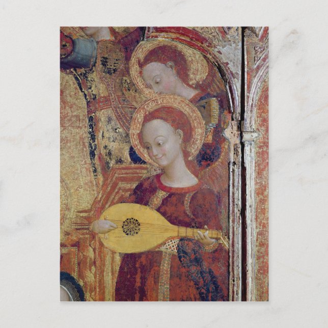 Angel musicians from painting of Virgin and Child Postcard (Front)