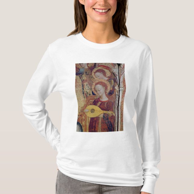 Angel musicians from painting of Virgin and Child T-Shirt (Front)