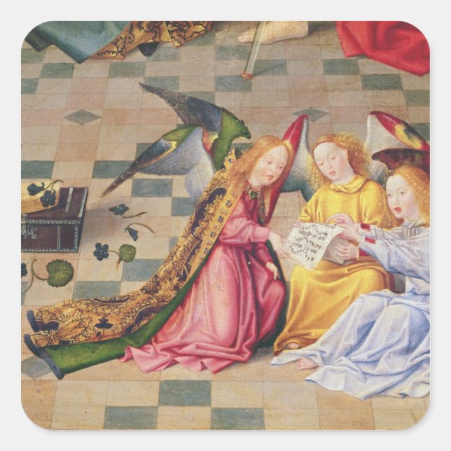 Angel musicians from right panel of altarpiece square sticker (Front)