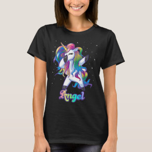 ANGEL Name Personalised Custom Rainbow Unicorn Dab T-Shirt