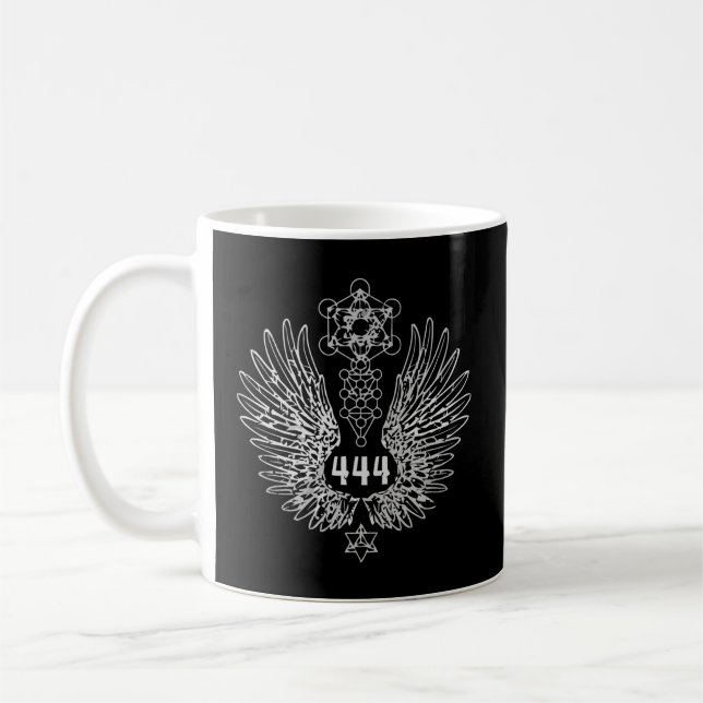 Angel Number 444 Sacred Geometry Healing Coffee Mug (Left)