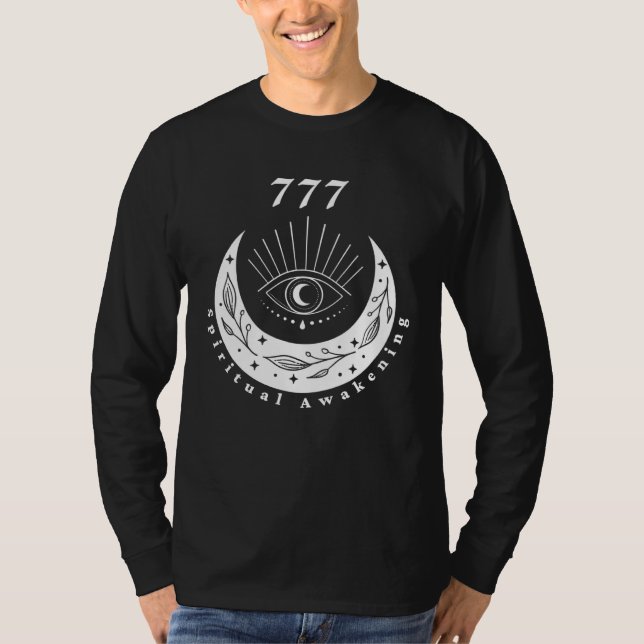 Angel Number 777 Spiritual Awakening The Eye Moon T-Shirt (Front)