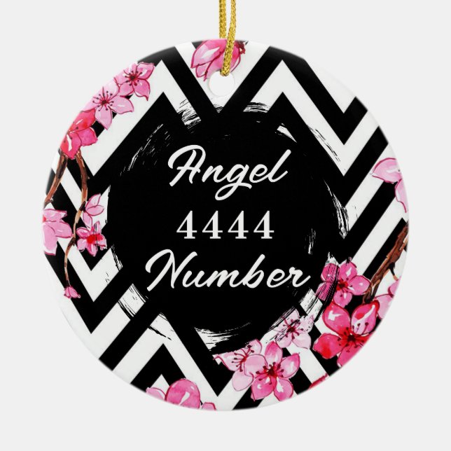 Angel Numberr "4444"  Ceramic Tree Decoration (Front)