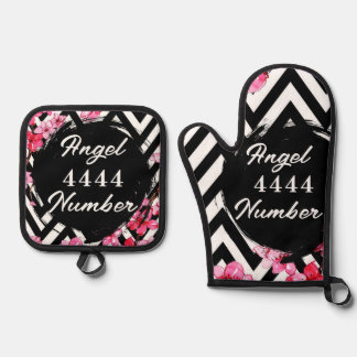 Angel Numberr "4444" Oven Mitt & Pot Holder Set