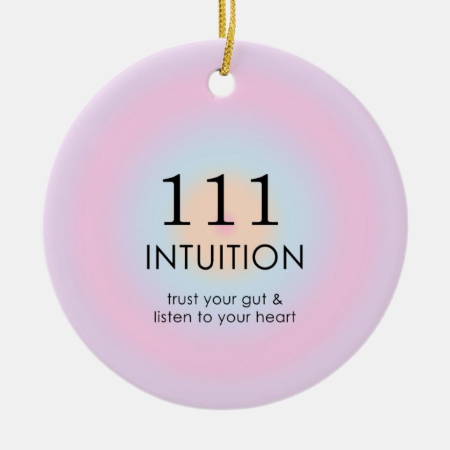 Angel Numbers Numerology 111 Intuition   Ceramic Tree Decoration (Front)
