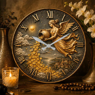 Angel of Abundance Prosperity & Wealth Gift Large Clock